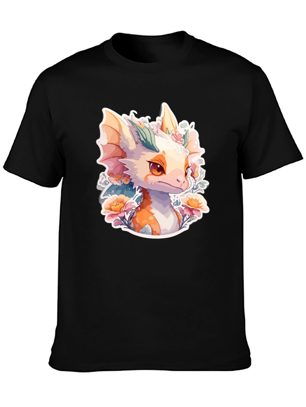 Dragon Floral T-Shirt: Cute Fantasy Creature Tee