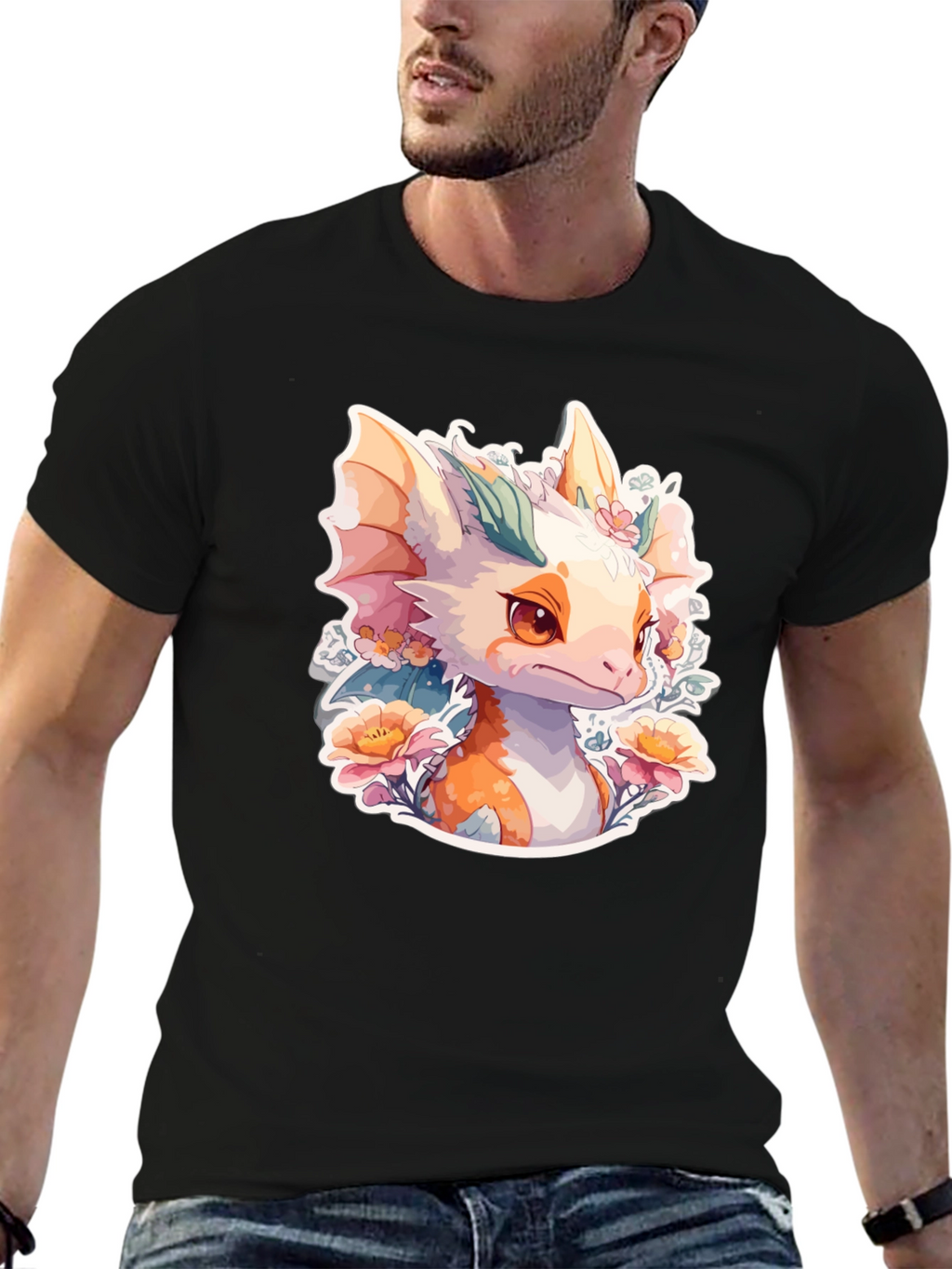 Dragon Floral T-Shirt: Cute Fantasy Creature Tee