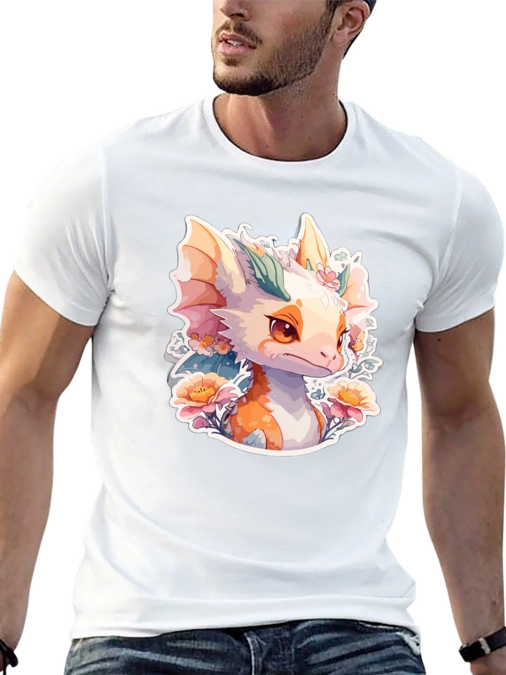 Dragon Floral T-Shirt: Cute Fantasy Creature Tee