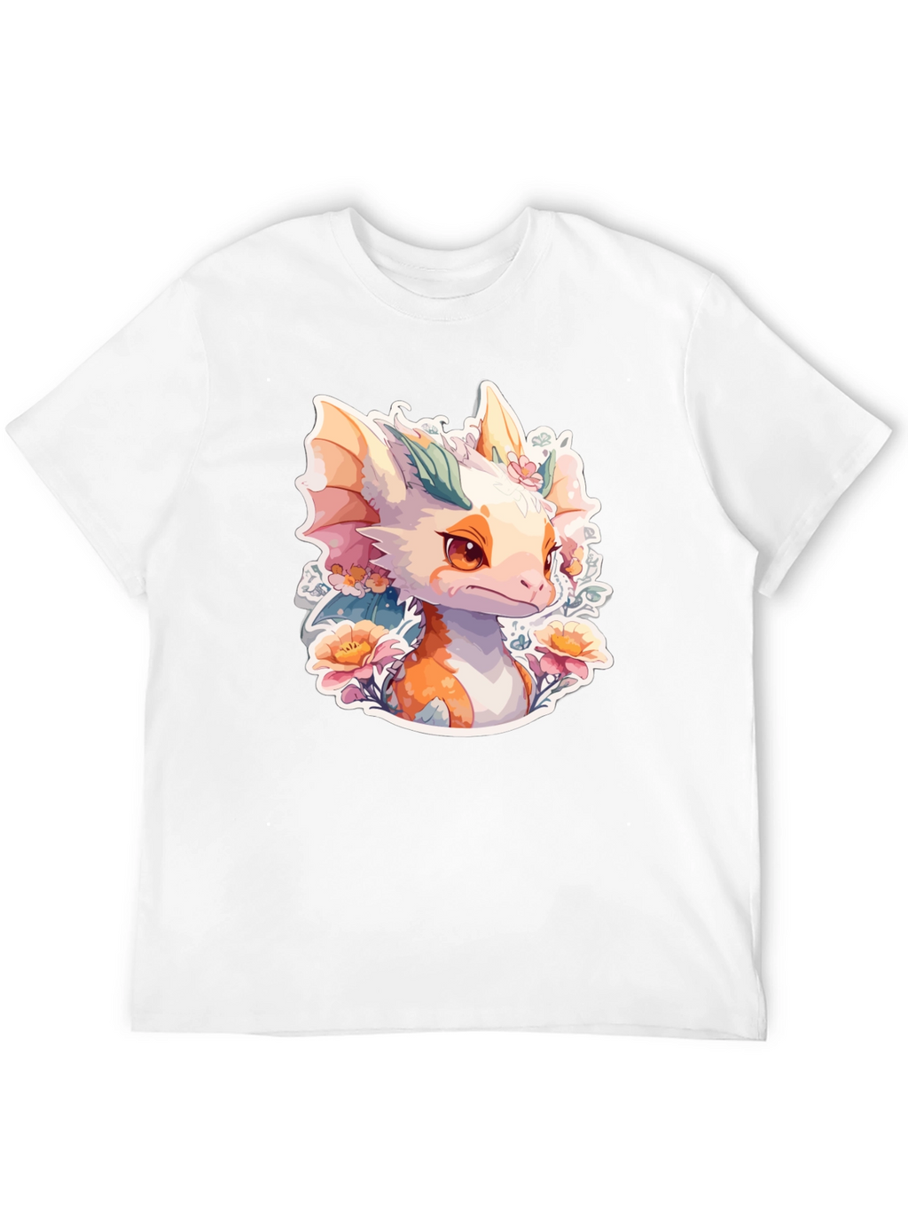 Dragon Floral T-Shirt: Cute Fantasy Creature Tee
