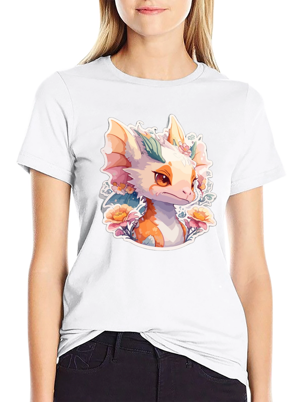 Dragon Floral T-Shirt: Cute Fantasy Creature Tee