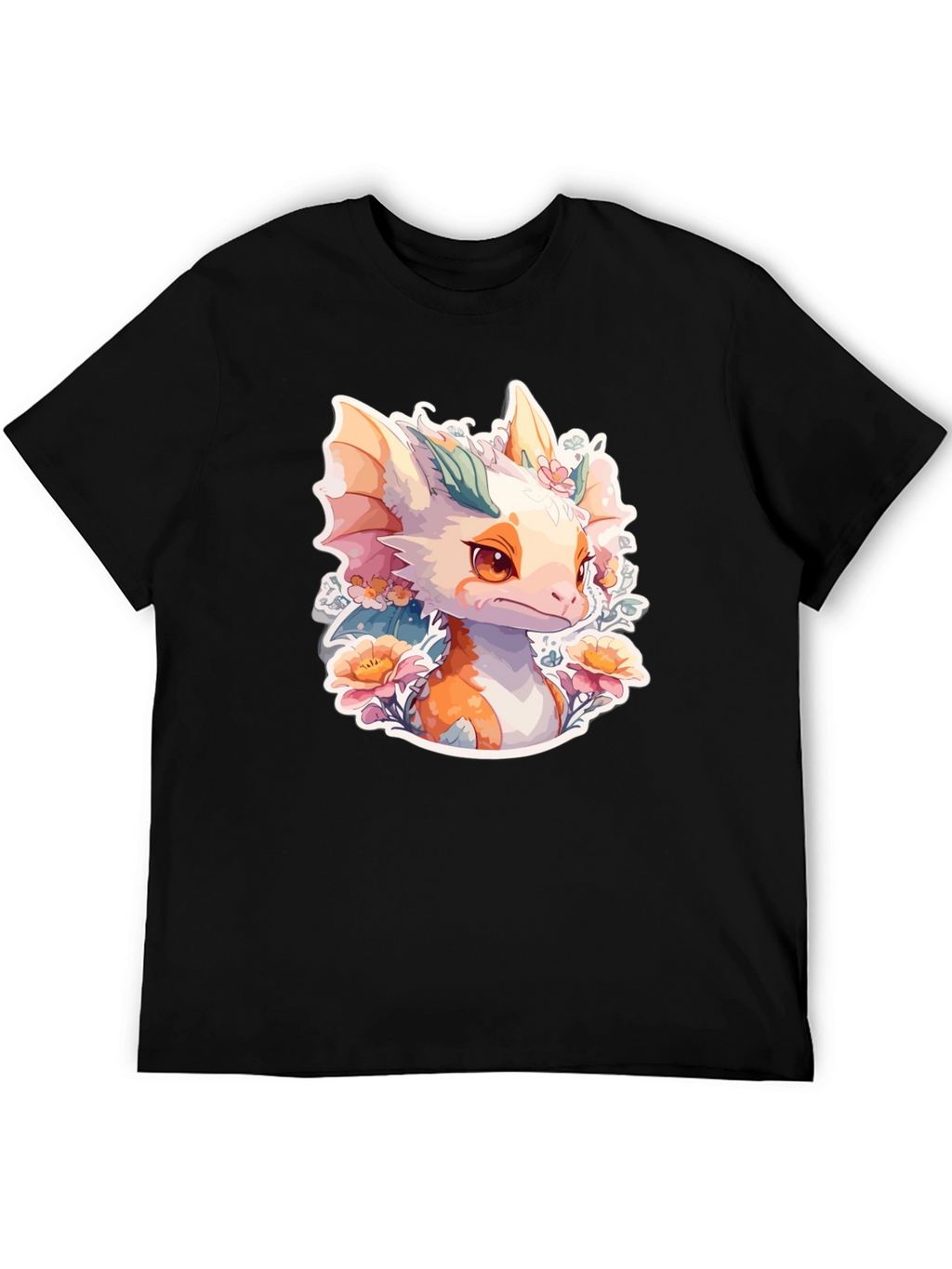 Dragon Floral T-Shirt: Cute Fantasy Creature Tee