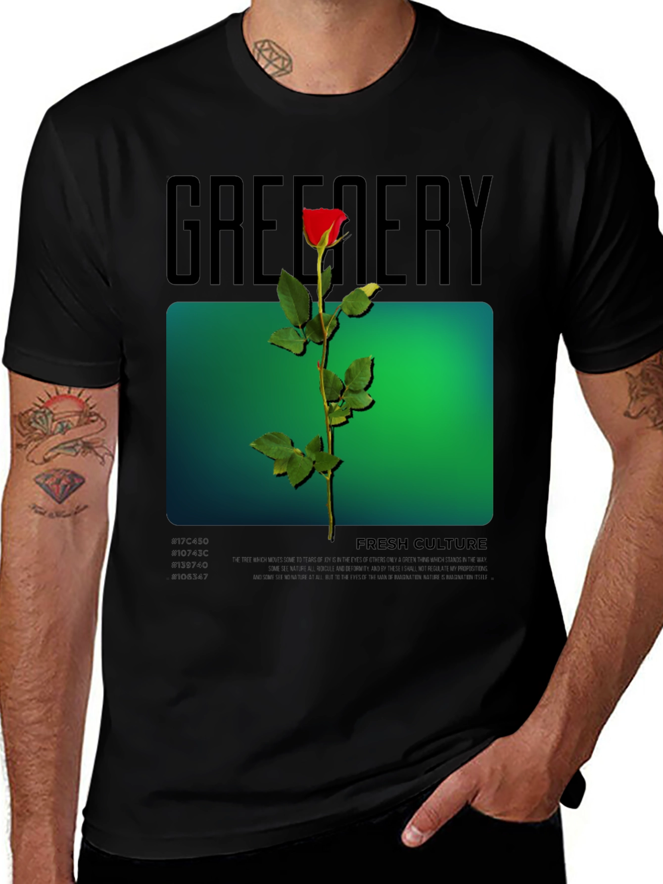 Greenery Rose Graphic Tee - Fresh Culture