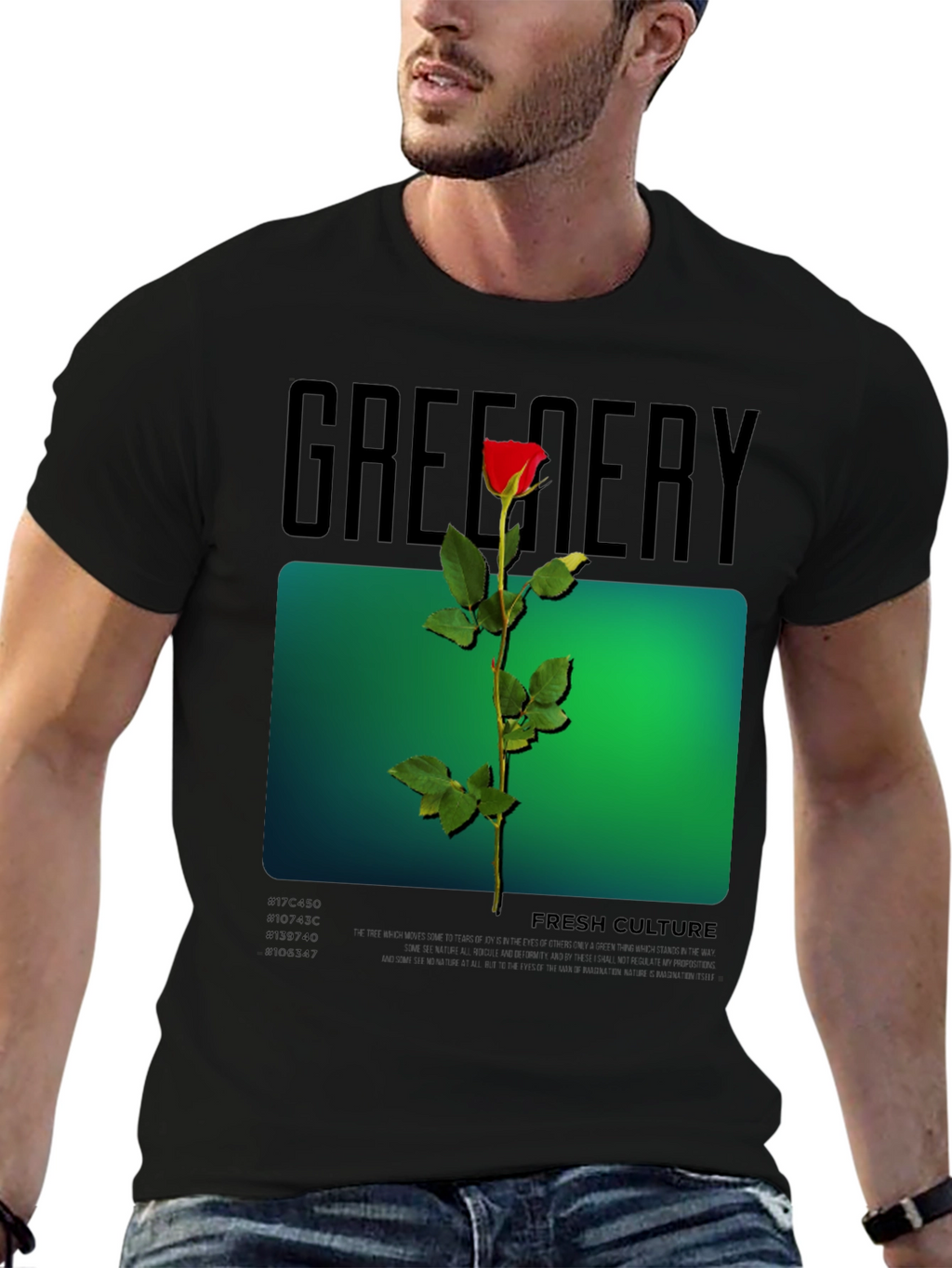 Greenery Rose Graphic Tee - Fresh Culture