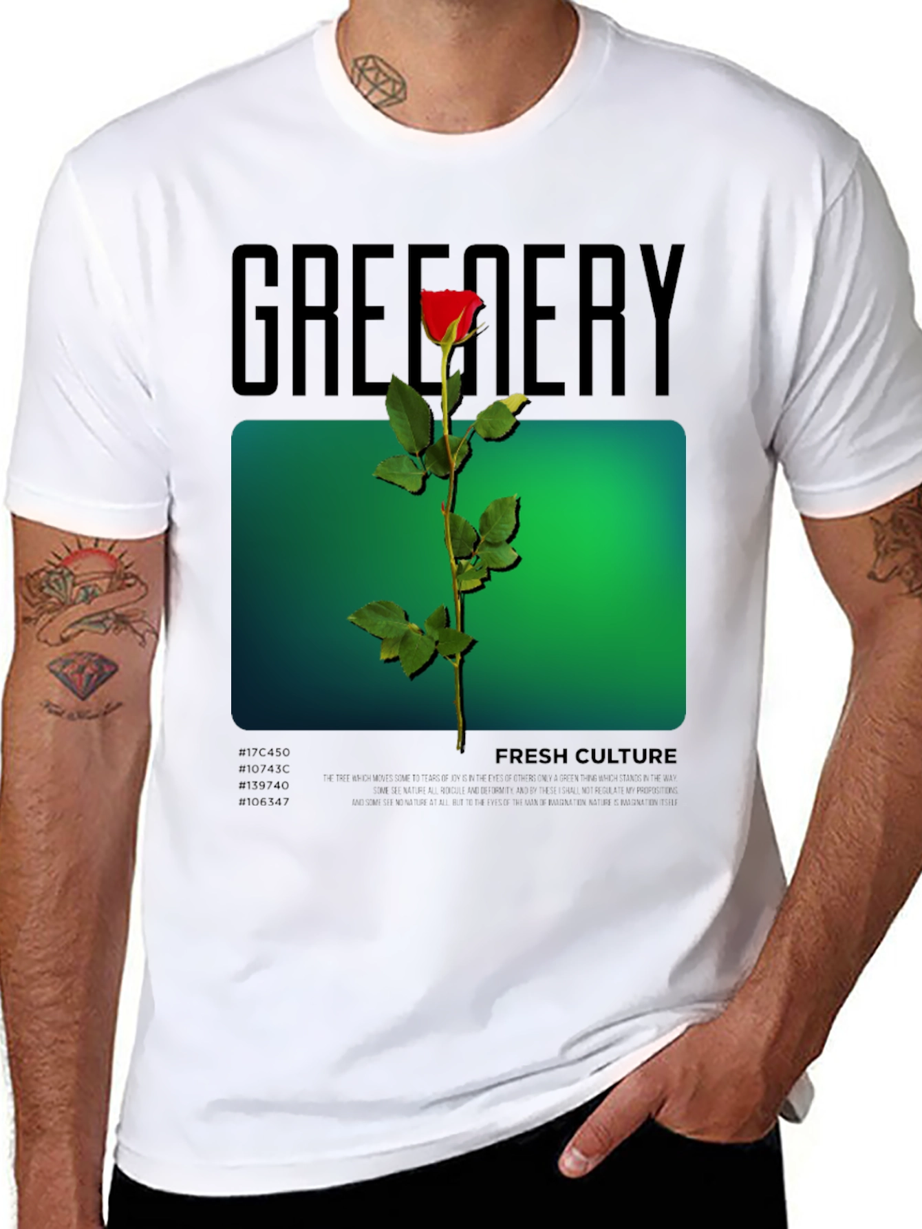 Greenery Rose Graphic Tee - Fresh Culture