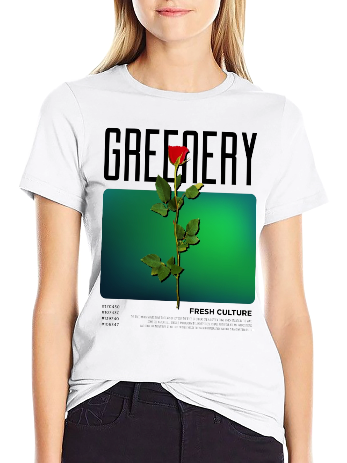 Greenery Rose Graphic Tee - Fresh Culture