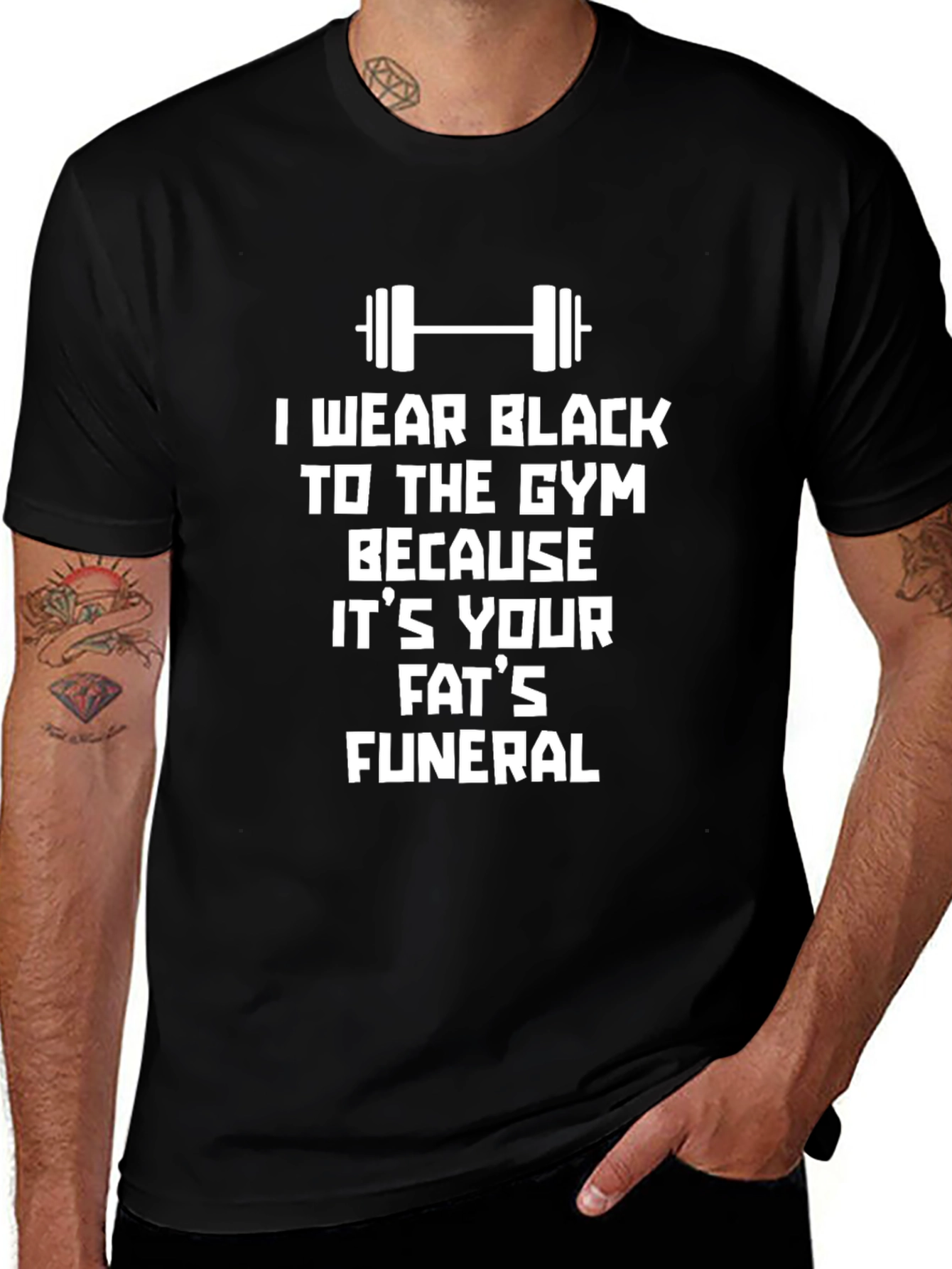 Gym Humor T-Shirt: Fats Funeral Black Tee