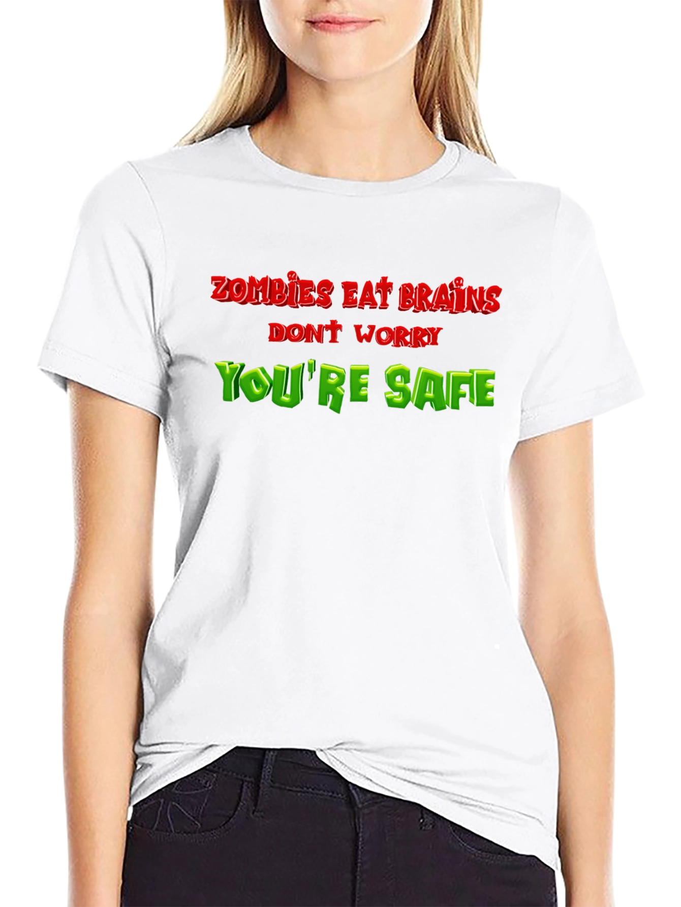 Zombie Eat Brains Funny T-Shirt - Youre Safe!