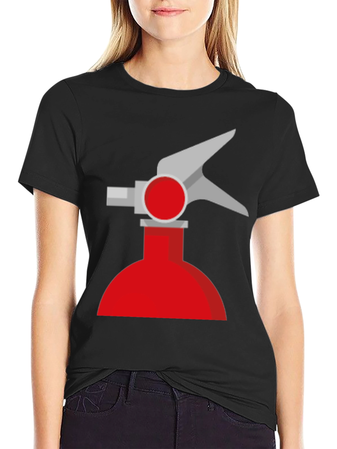 Novelty Fire Extinguisher Graphic Tee - Black Cotton T-Shirt