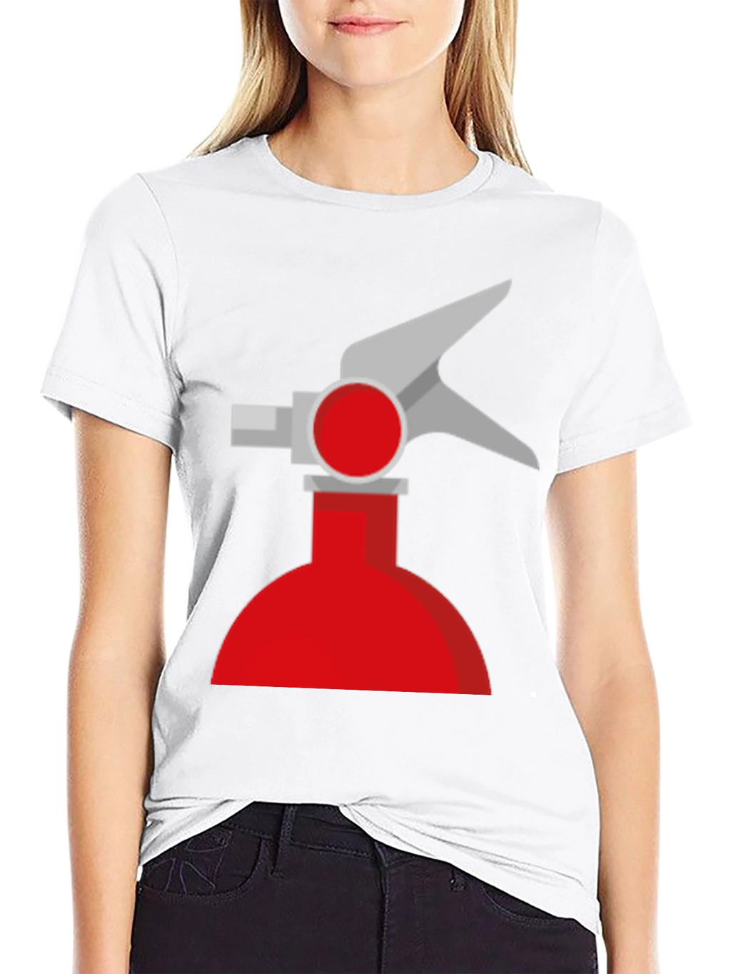 Novelty Fire Extinguisher Graphic Tee - Black Cotton T-Shirt