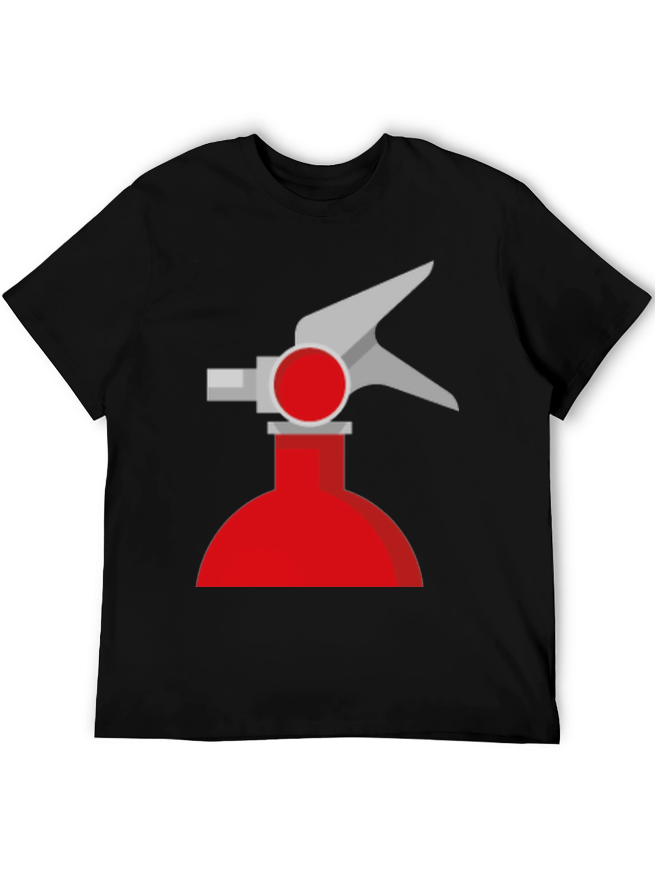 Novelty Fire Extinguisher Graphic Tee - Black Cotton T-Shirt