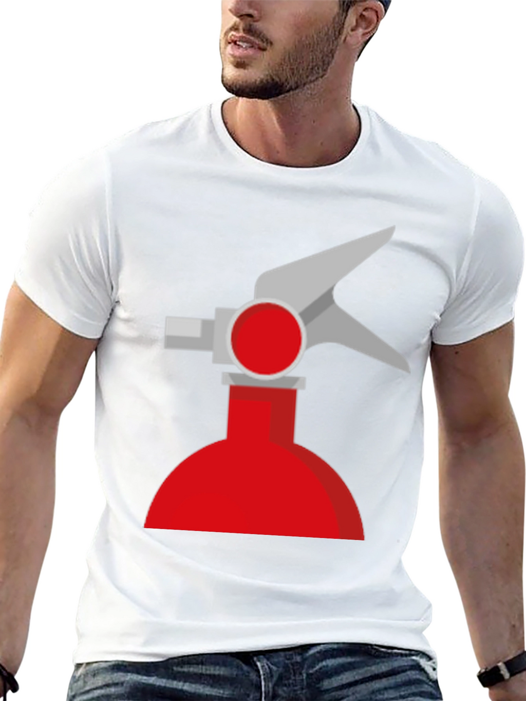 Novelty Fire Extinguisher Graphic Tee - Black Cotton T-Shirt