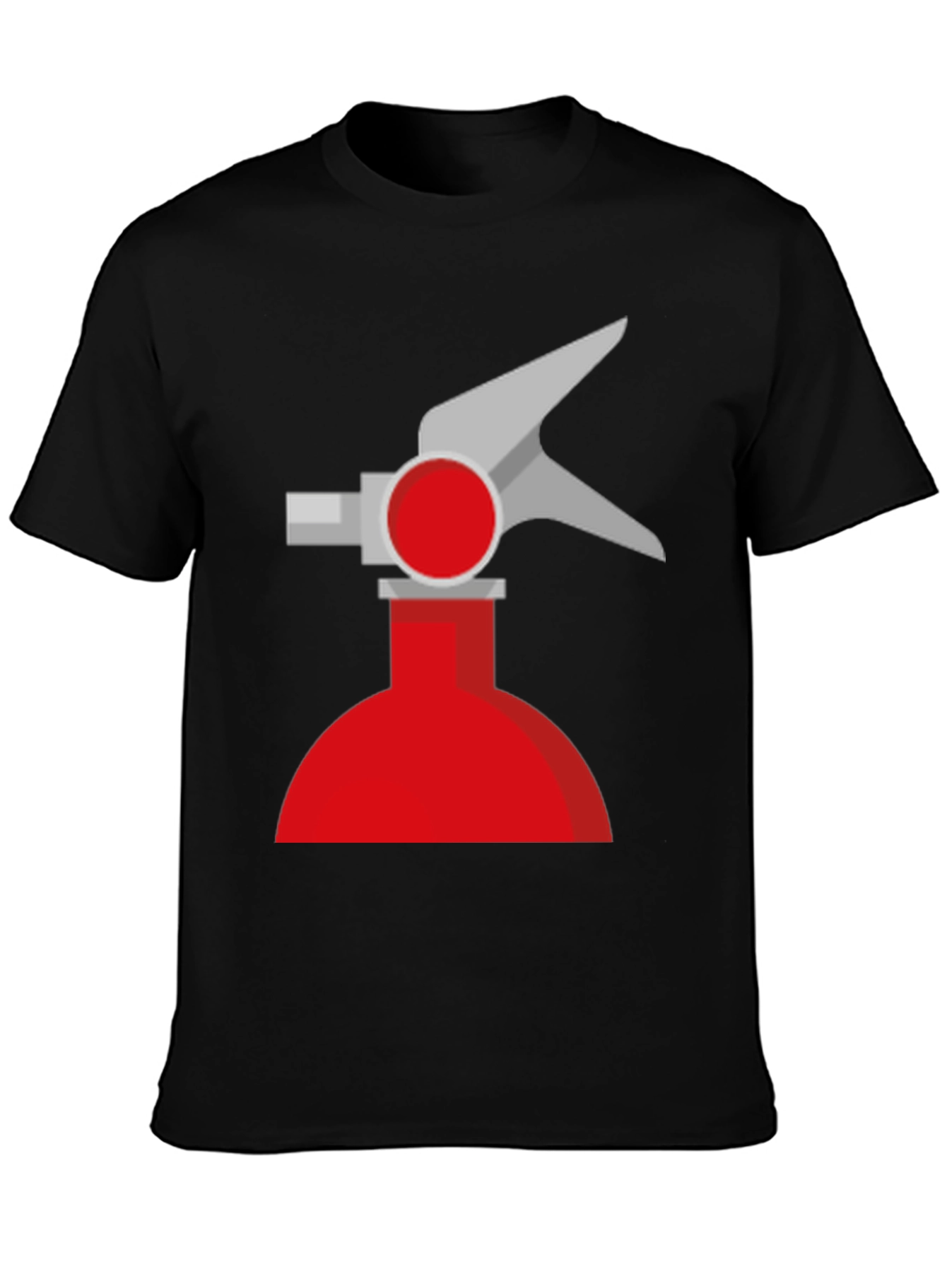 Novelty Fire Extinguisher Graphic Tee - Black Cotton T-Shirt