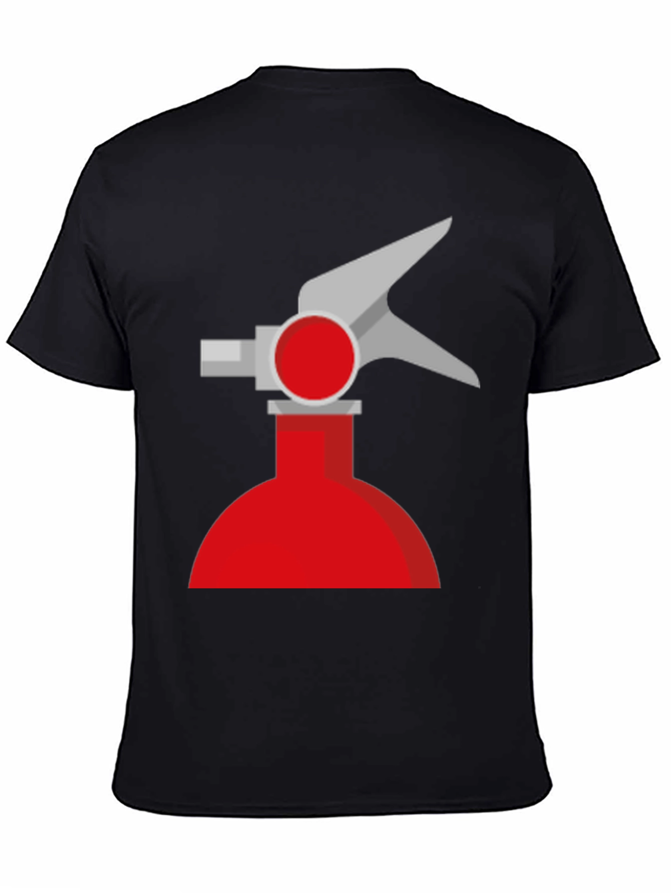 Novelty Fire Extinguisher Graphic Tee - Black Cotton T-Shirt