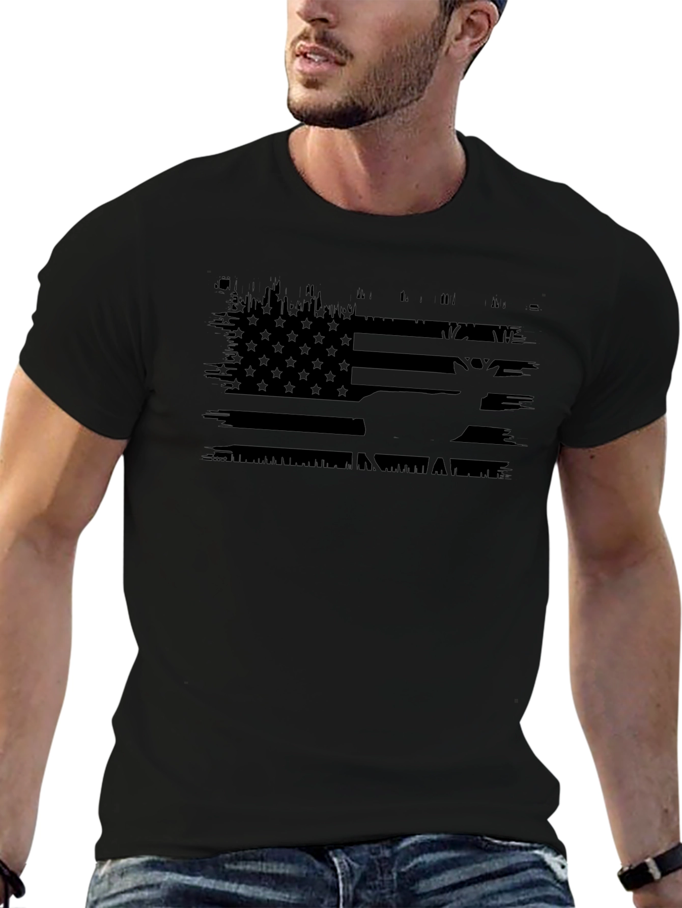 Deer American Flag Graphic T-Shirt