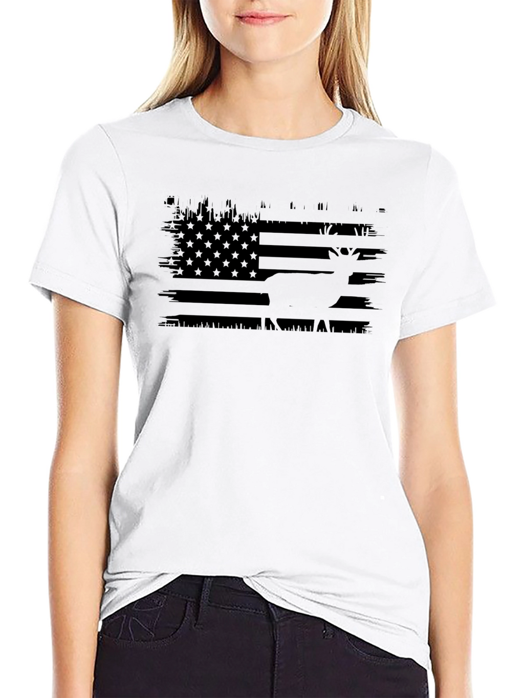 Deer American Flag Graphic T-Shirt