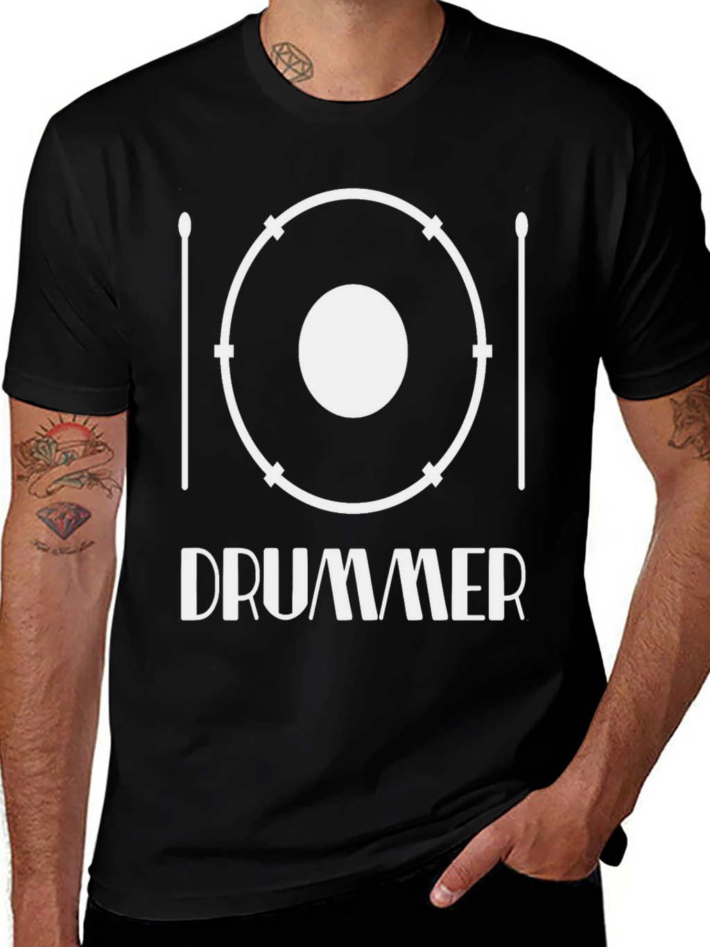 Drummer Graphic T-Shirt - Black Cotton Tee