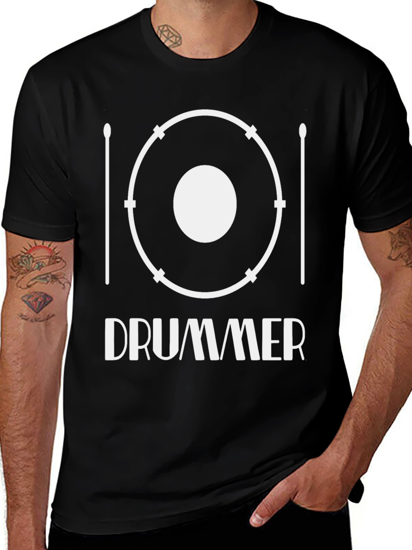 Drummer Graphic T-Shirt - Black Cotton Tee