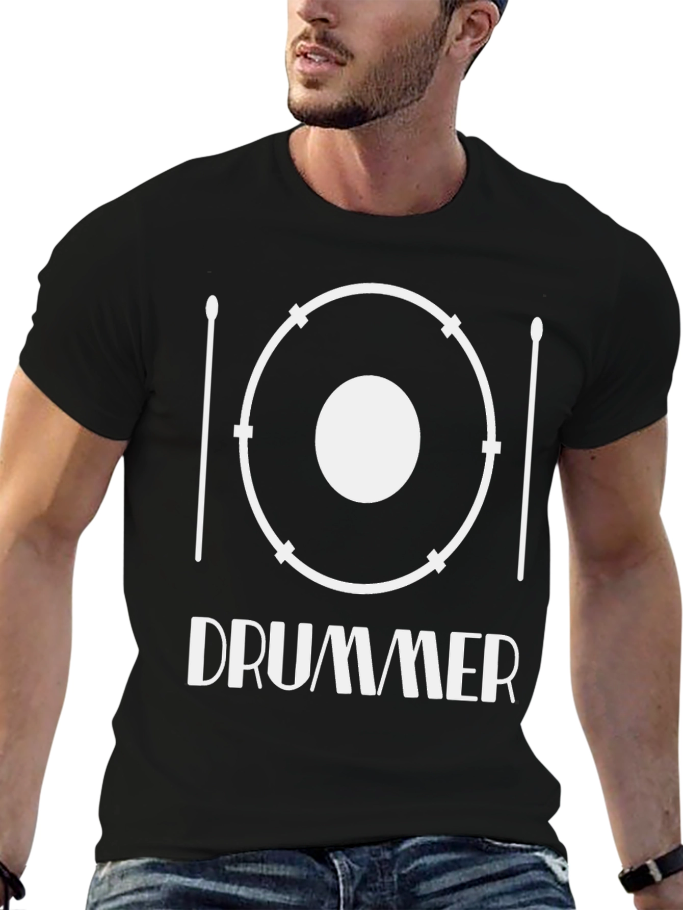 Drummer Graphic T-Shirt - Black Cotton Tee