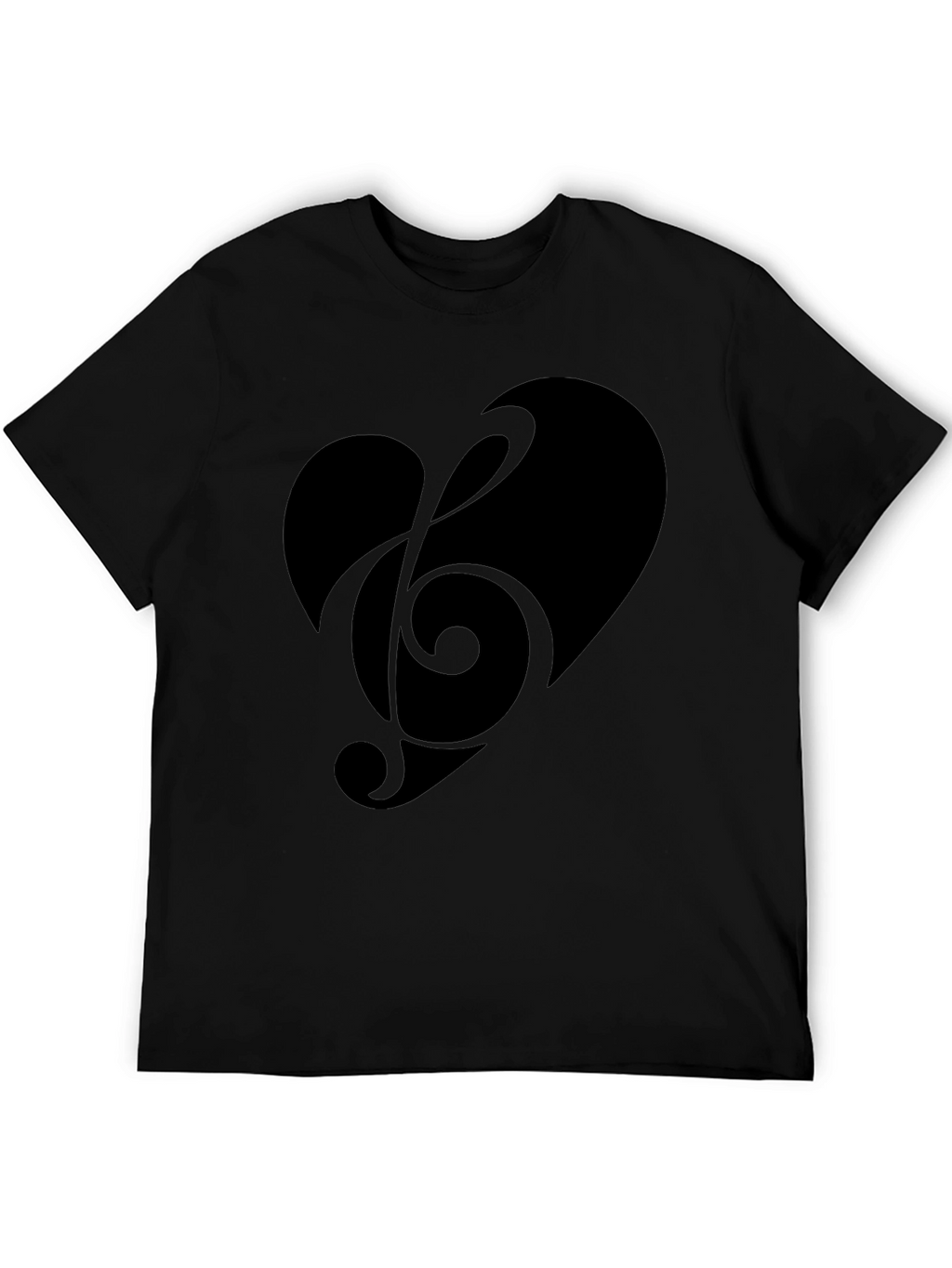Heart Treble Clef Mens Black Graphic Tee