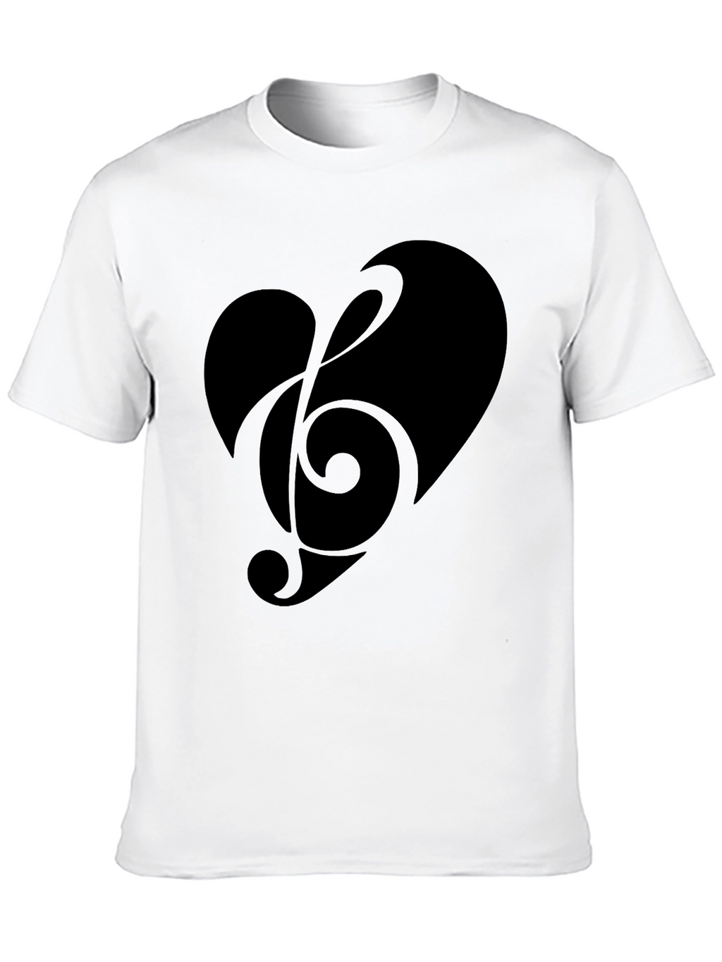 Heart Treble Clef Mens Black Graphic Tee