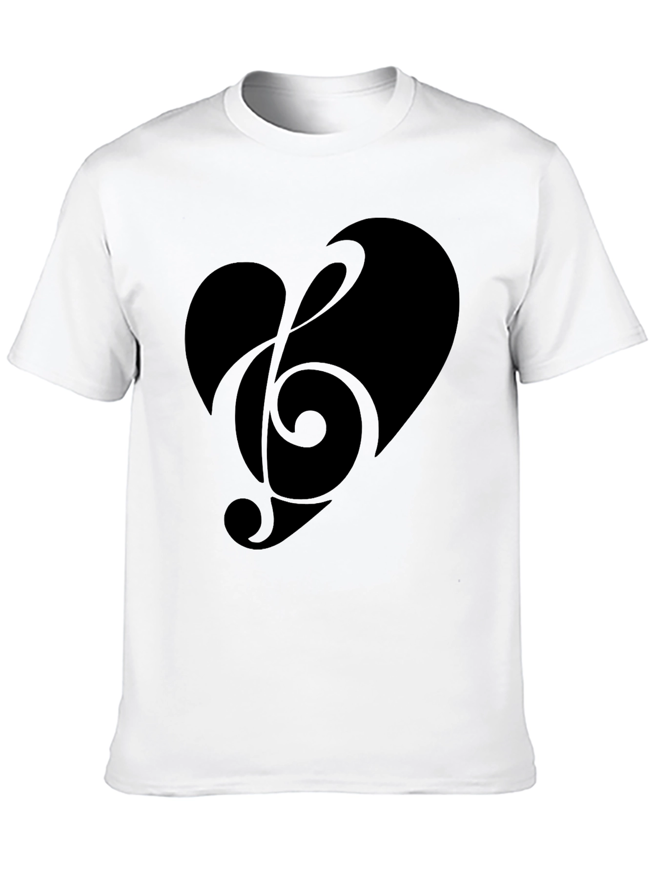 Heart Treble Clef Mens Black Graphic Tee