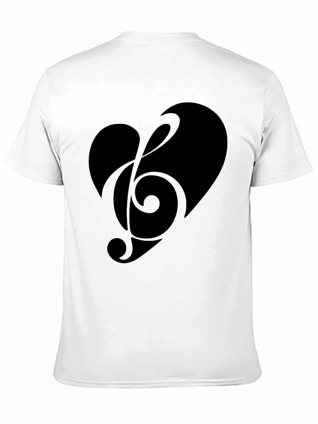 Heart Treble Clef Mens Black Graphic Tee
