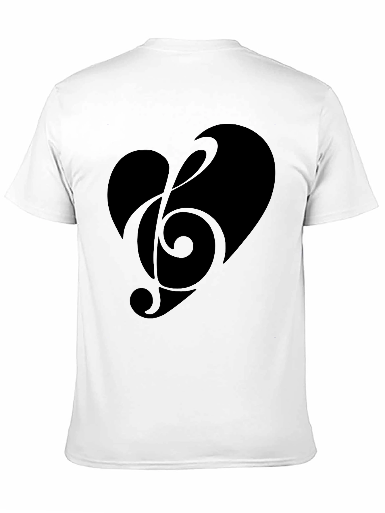 Heart Treble Clef Mens Black Graphic Tee