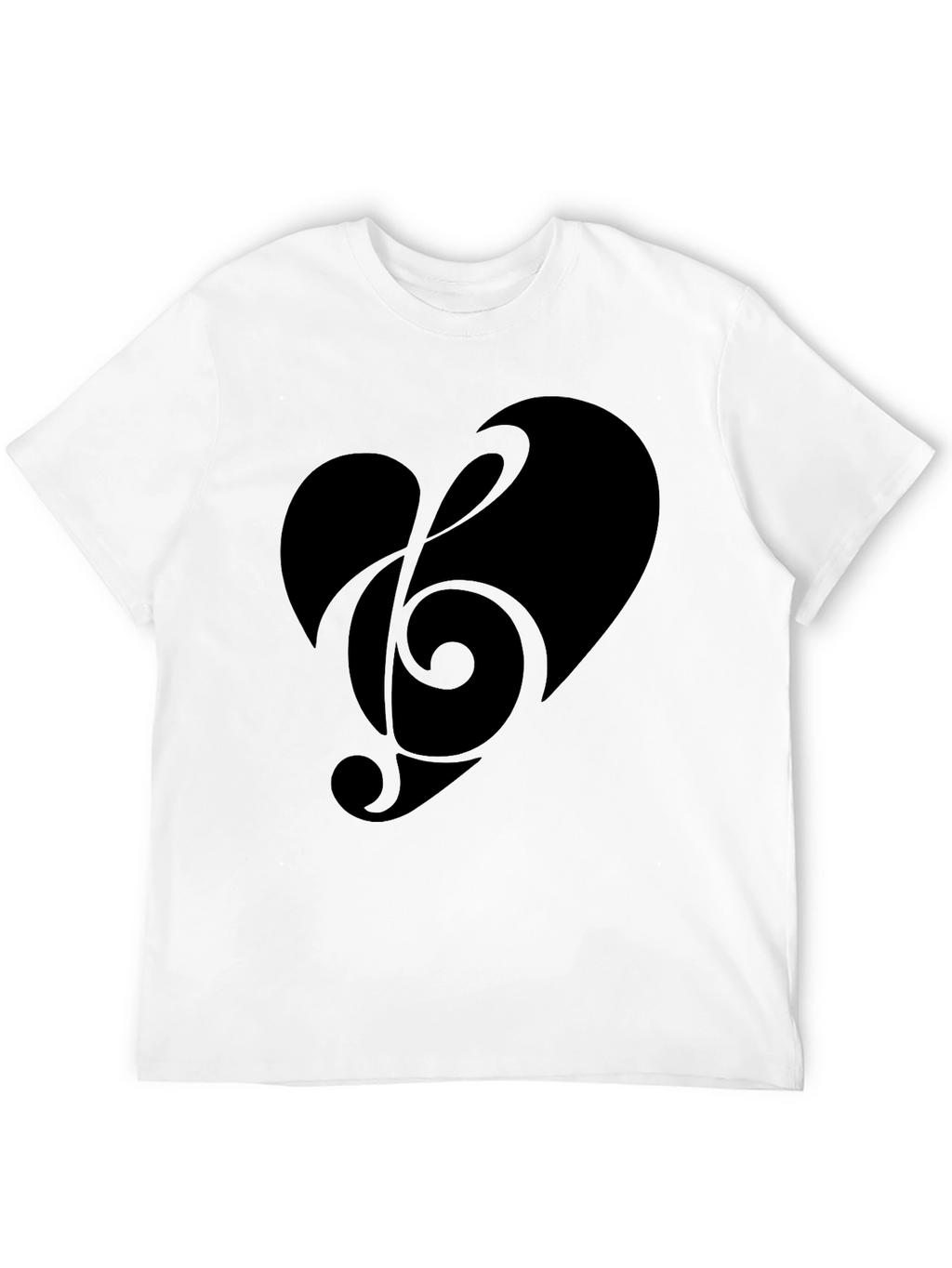 Heart Treble Clef Mens Black Graphic Tee