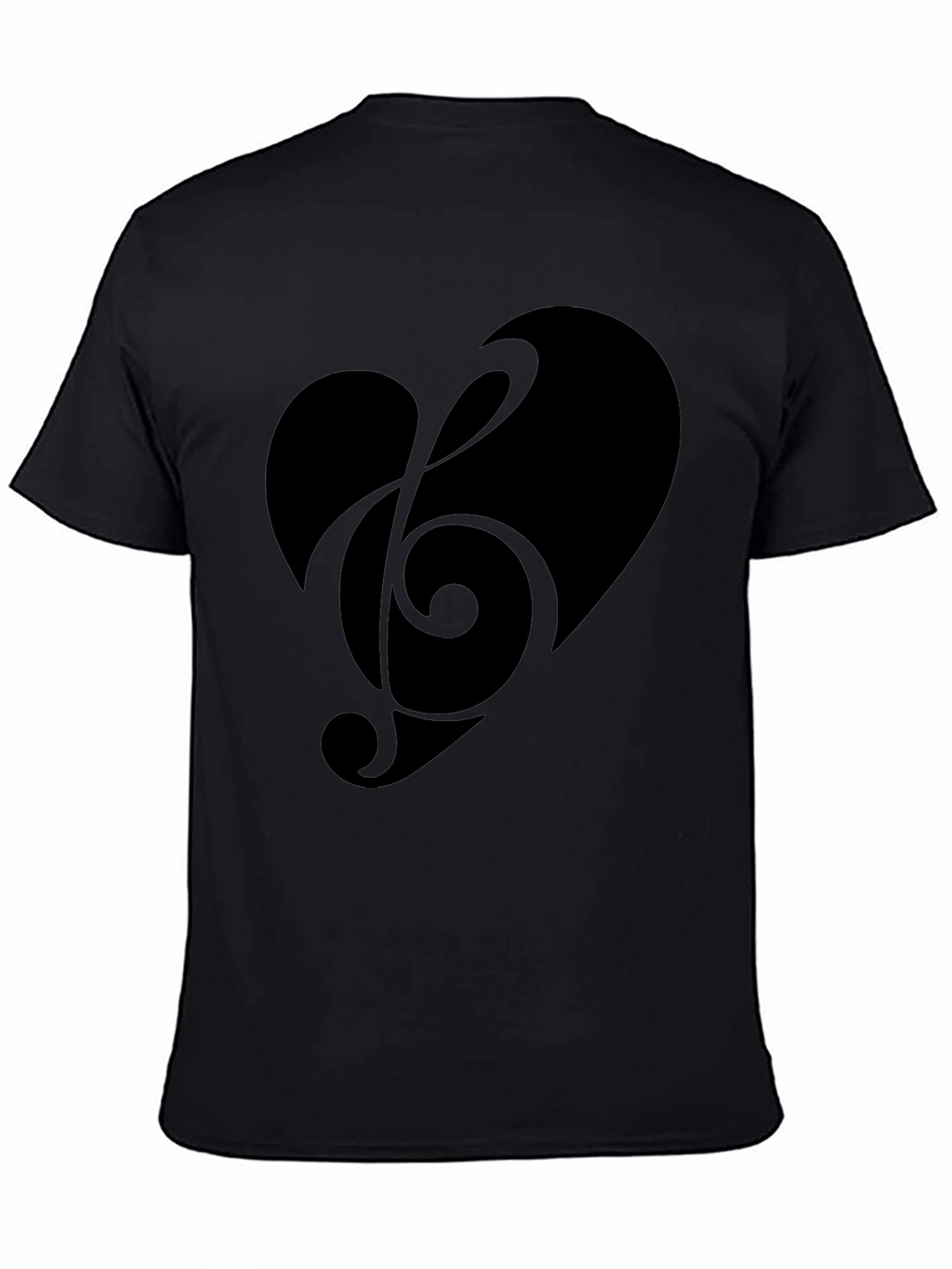 Heart Treble Clef Mens Black Graphic Tee