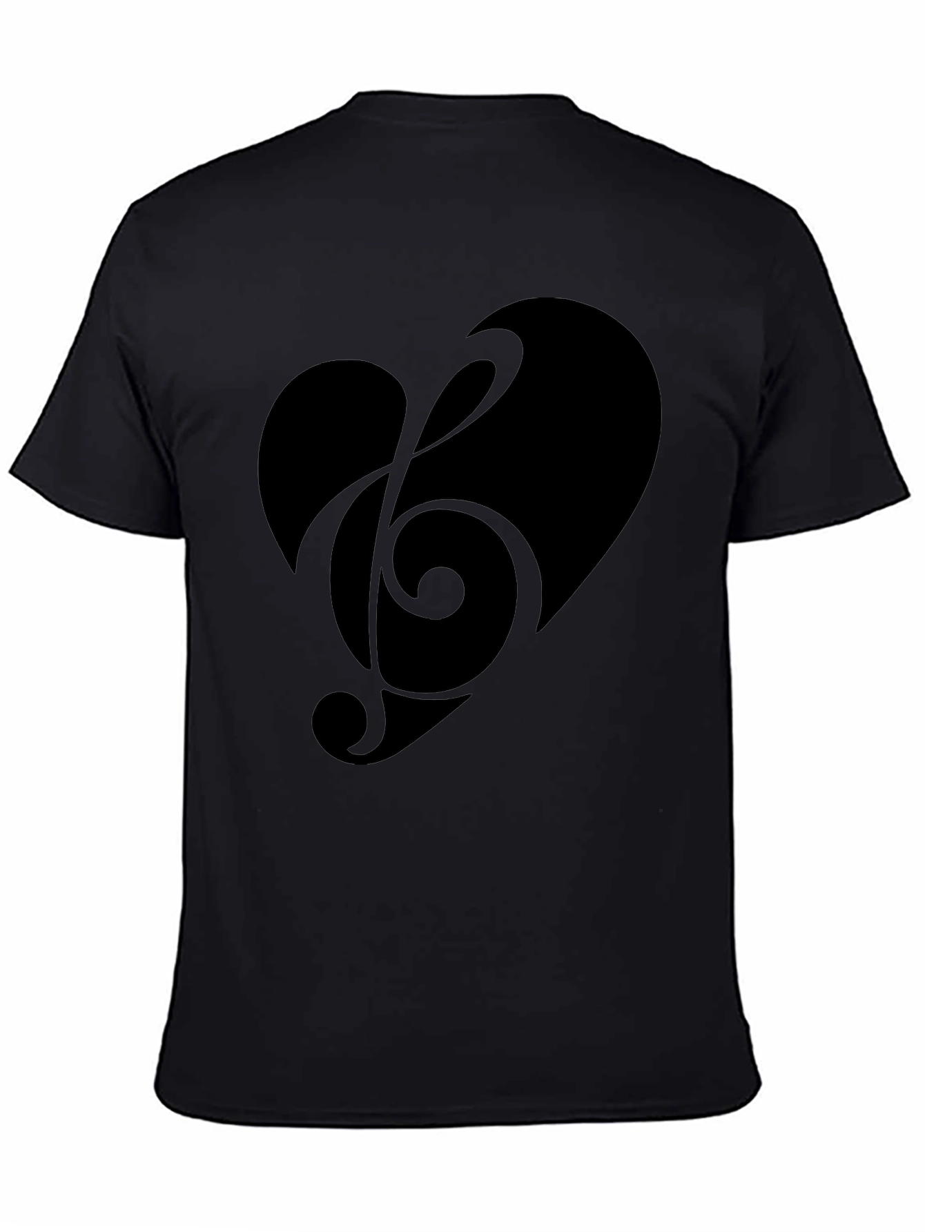 Heart Treble Clef Mens Black Graphic Tee