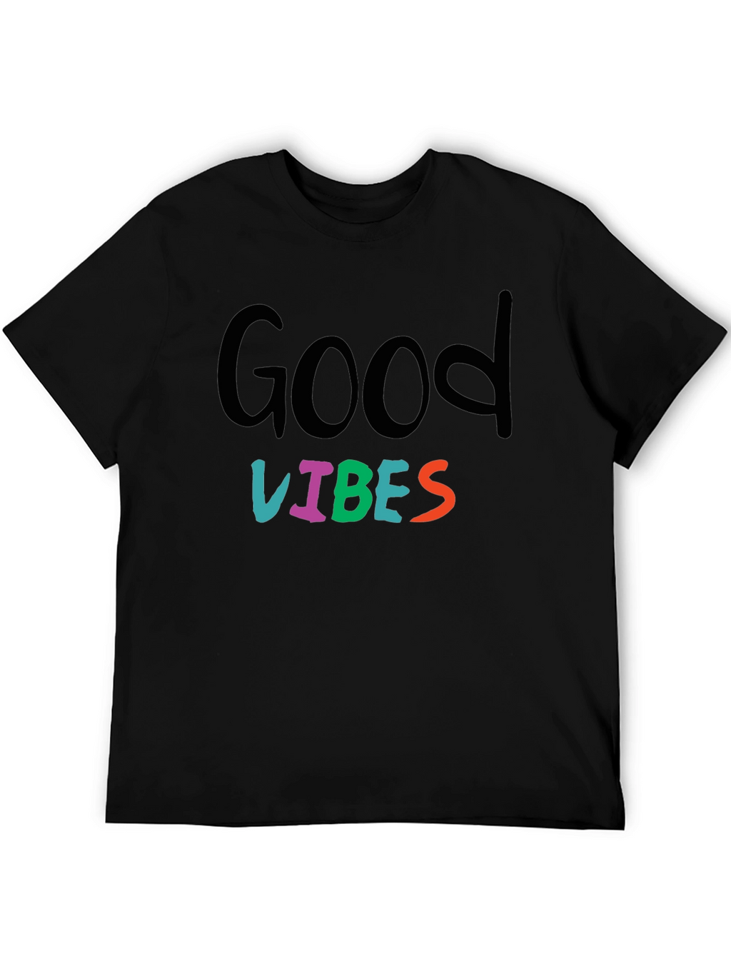 Good Vibes Graphic Print Black T-Shirt