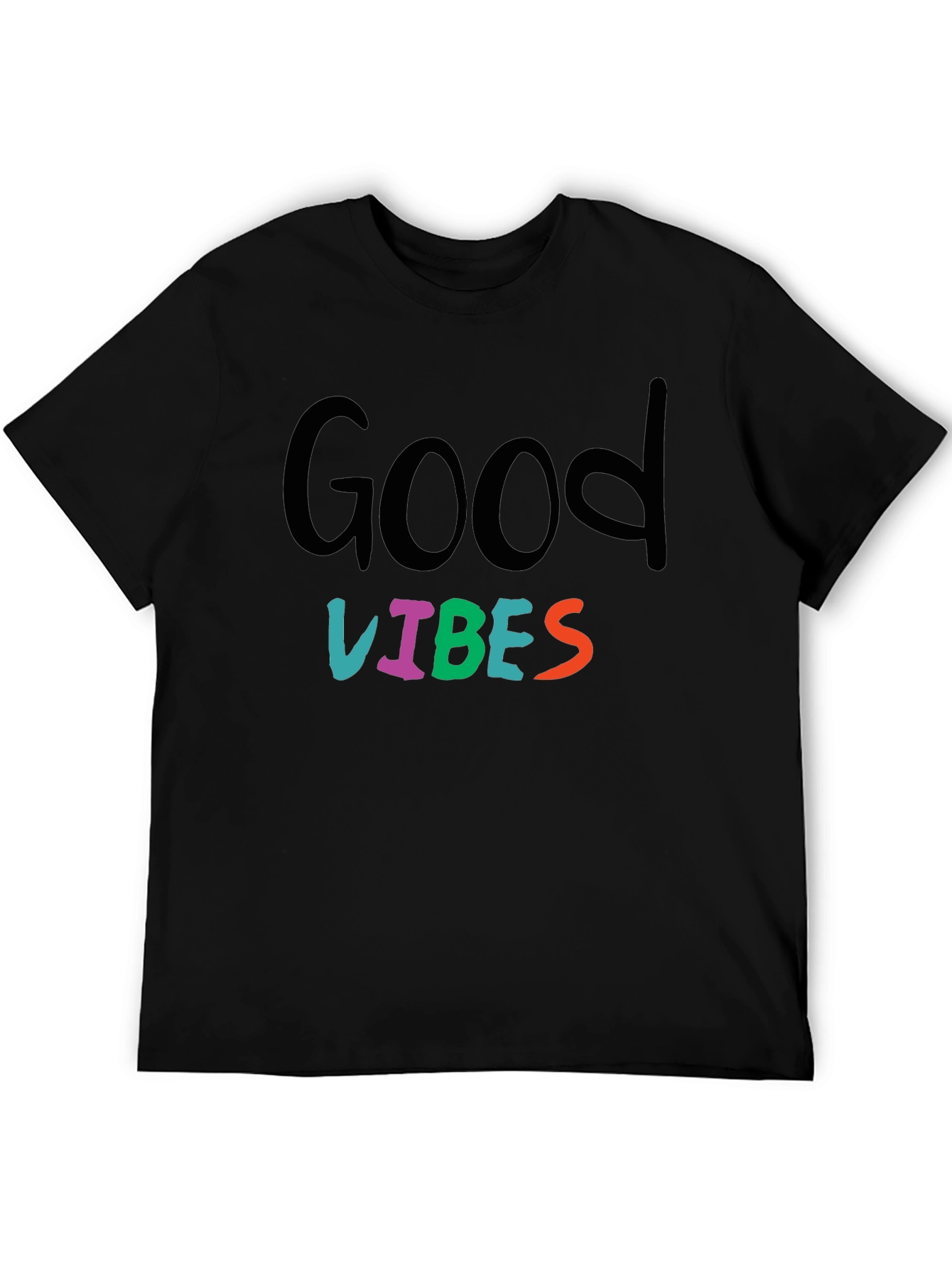 Good Vibes Graphic Print Black T-Shirt