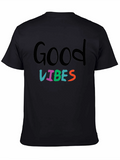 Good Vibes Graphic Print Black T-Shirt