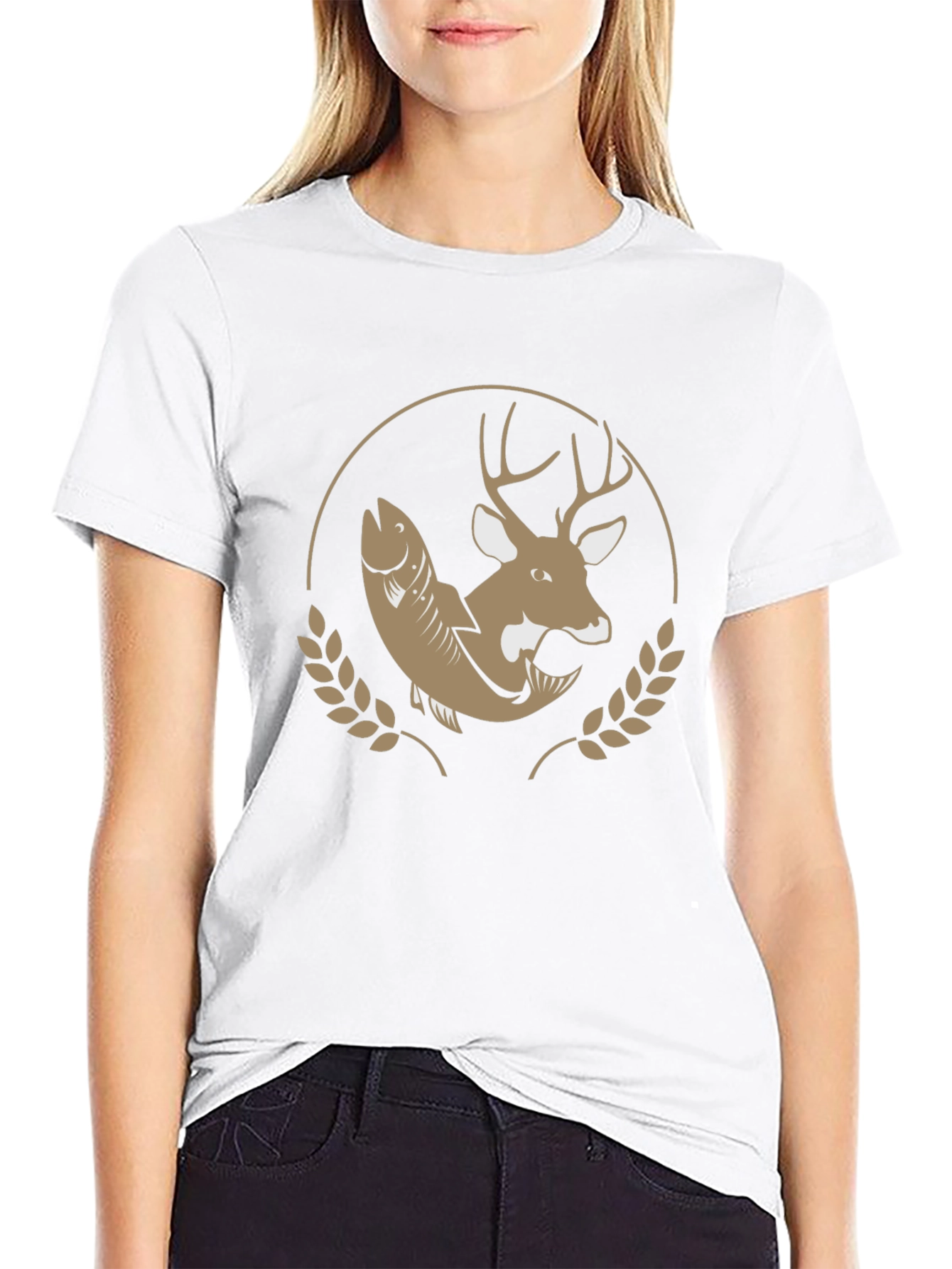 Hunting & Fishing T-Shirt - Deer & Fish Design