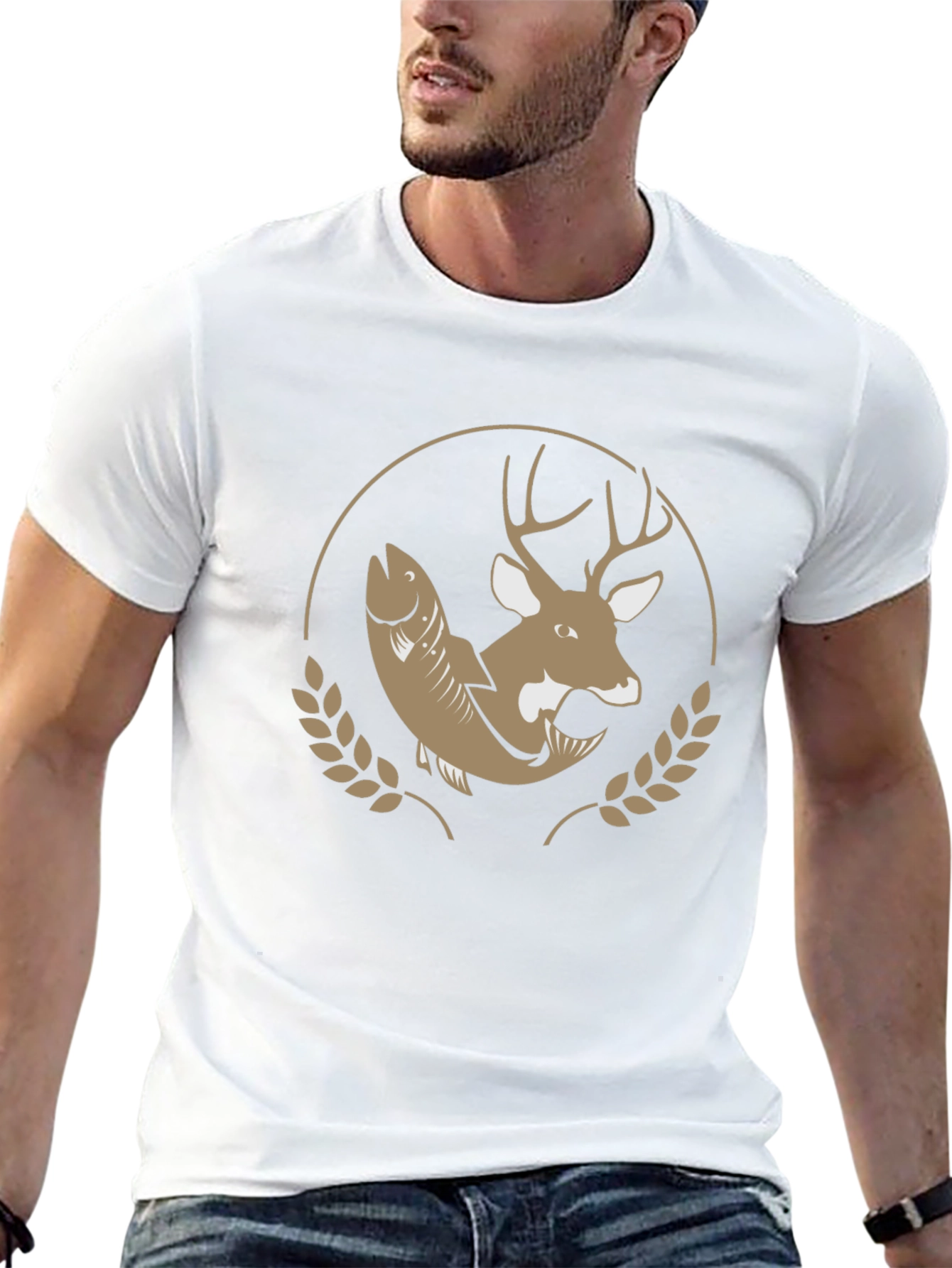 Hunting & Fishing T-Shirt - Deer & Fish Design