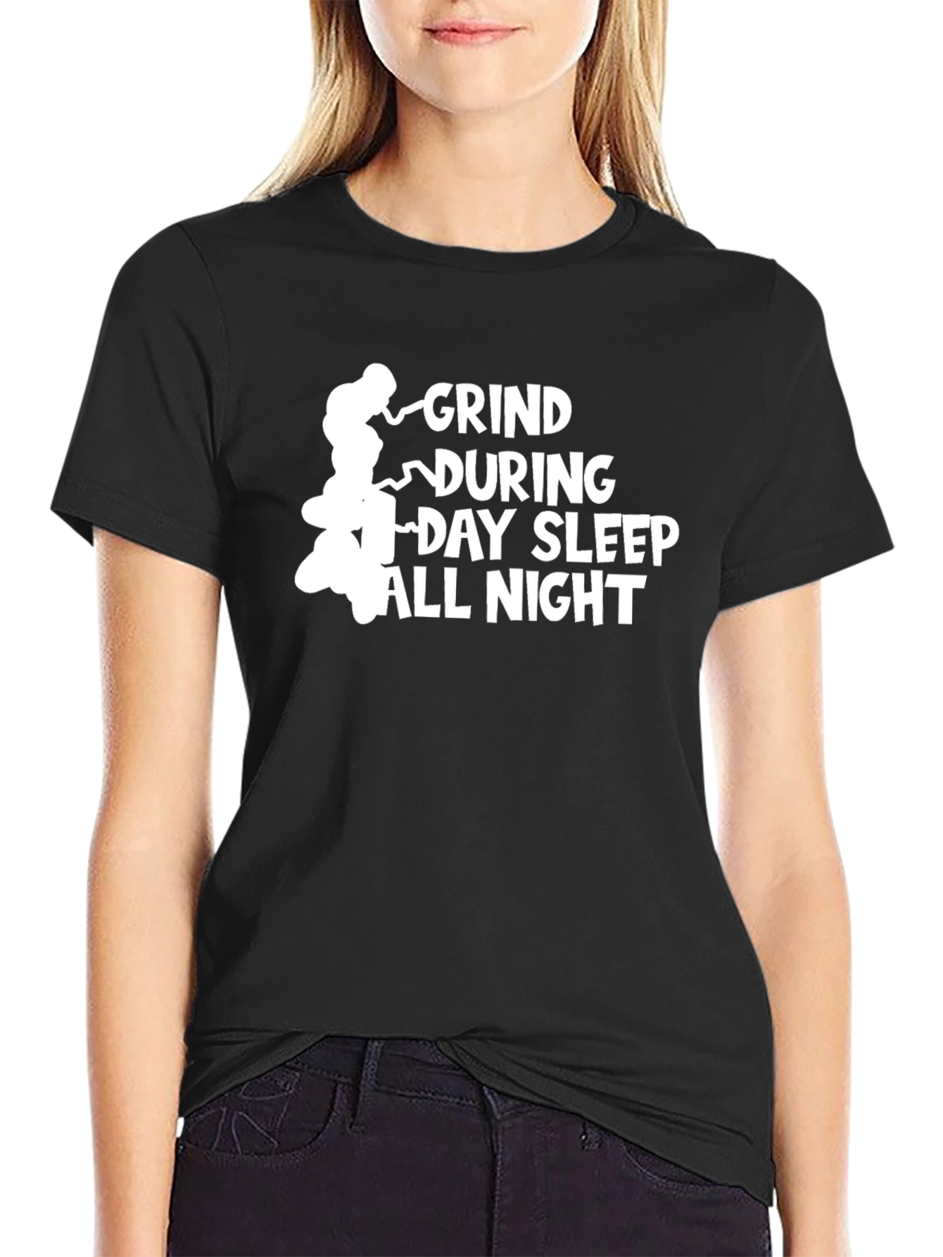 Grind During Day Sleep All Night Black T-Shirt