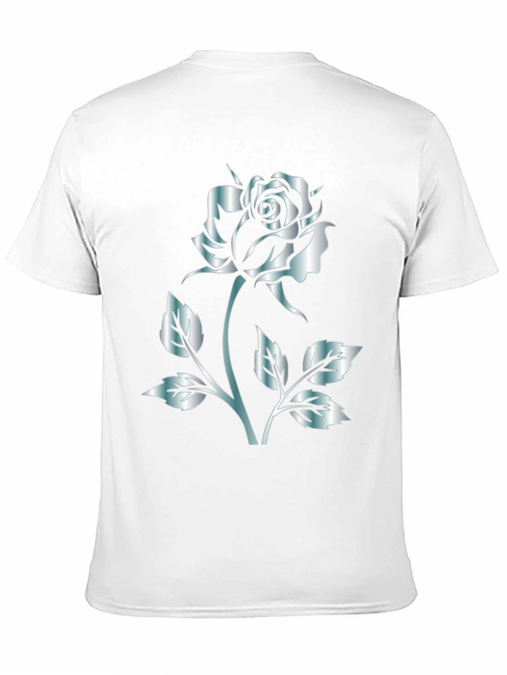 Black Rose Graphic Tee - Stylish Silver Flower Design