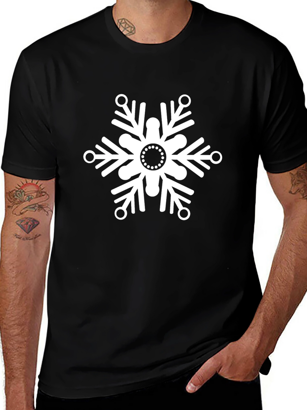 Snowflake Graphic Black T-Shirt