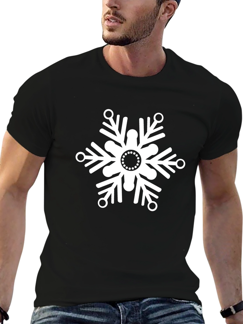 Snowflake Graphic Black T-Shirt