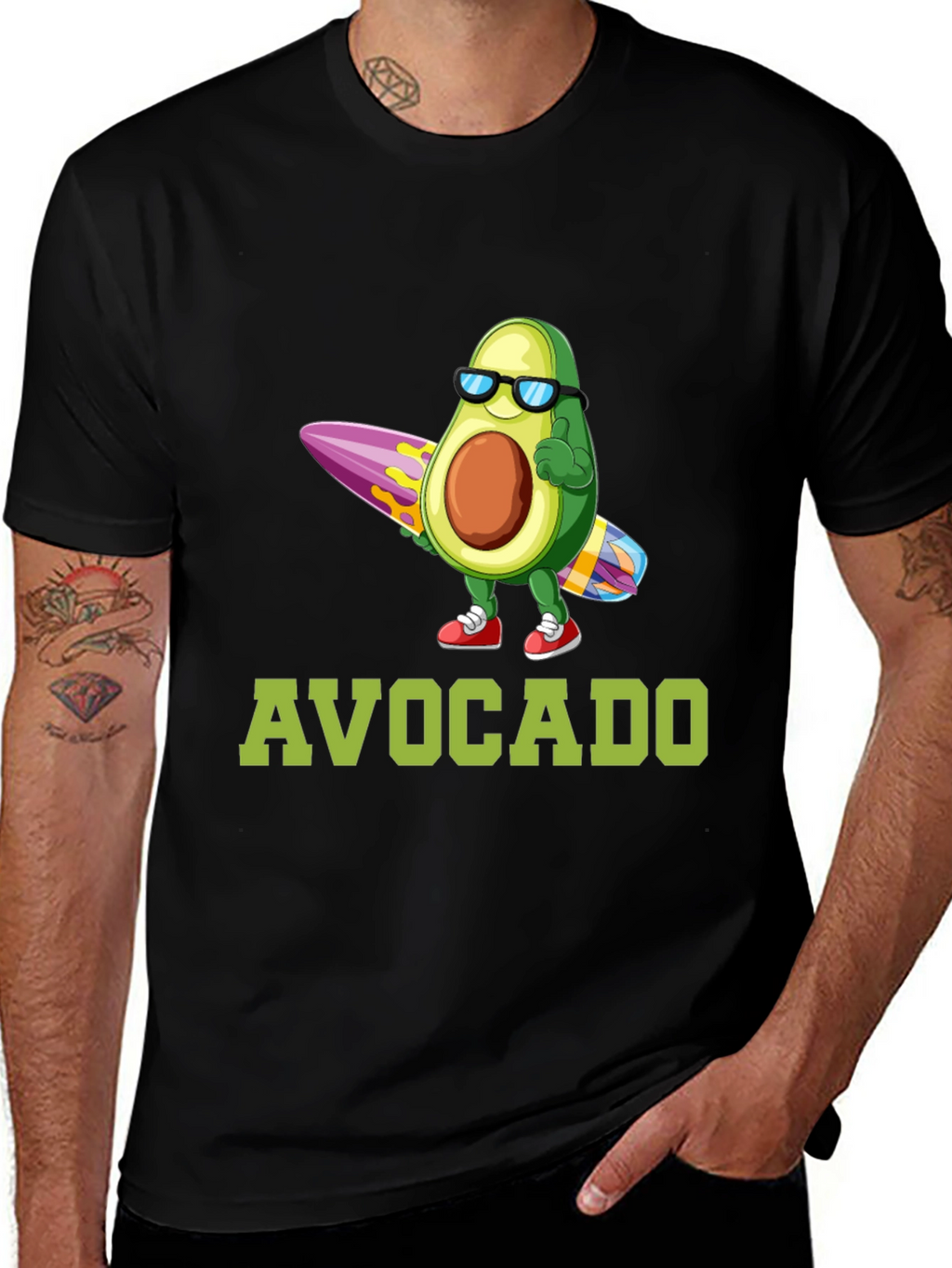 Surfing Avocado Graphic T-Shirt