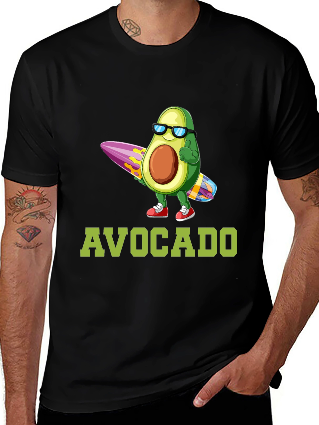 Surfing Avocado Graphic T-Shirt
