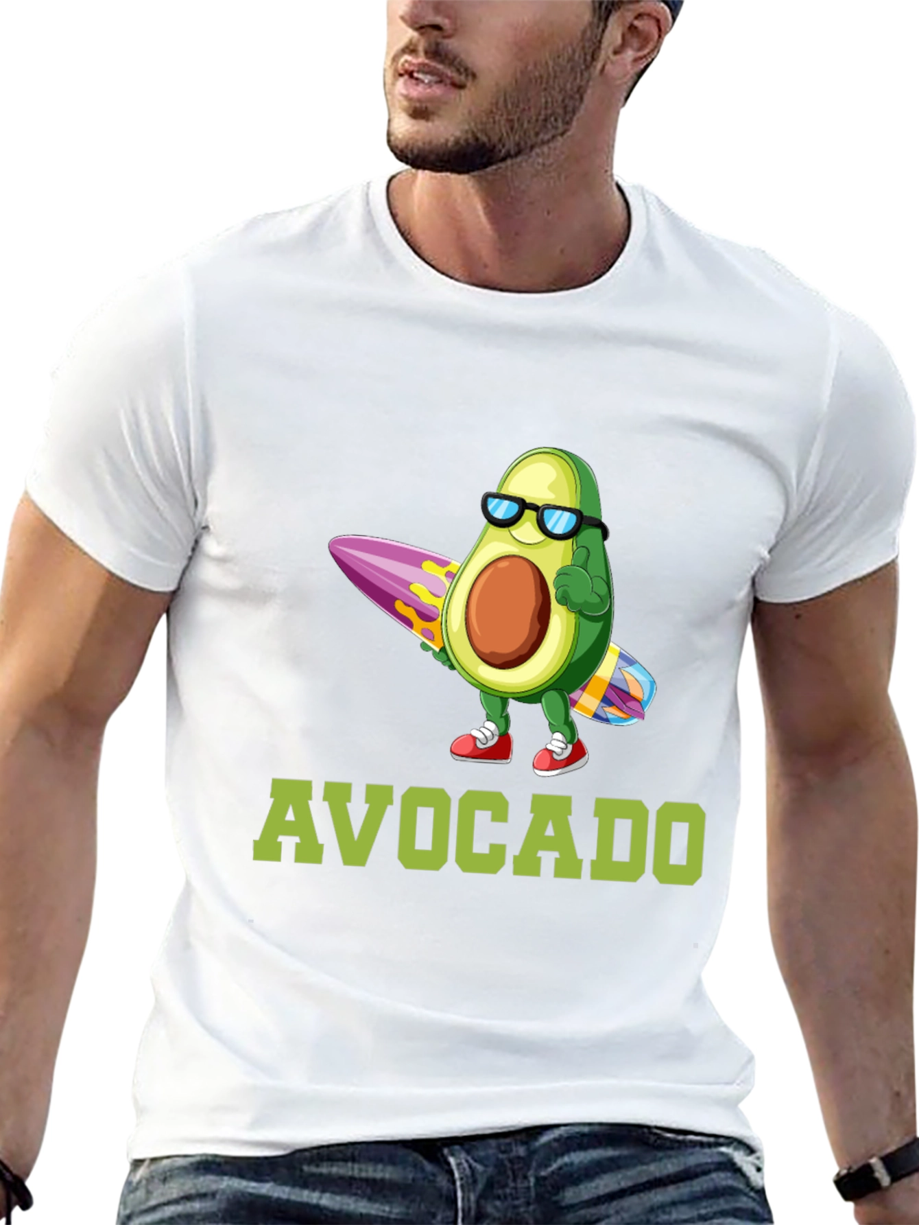 Surfing Avocado Graphic T-Shirt