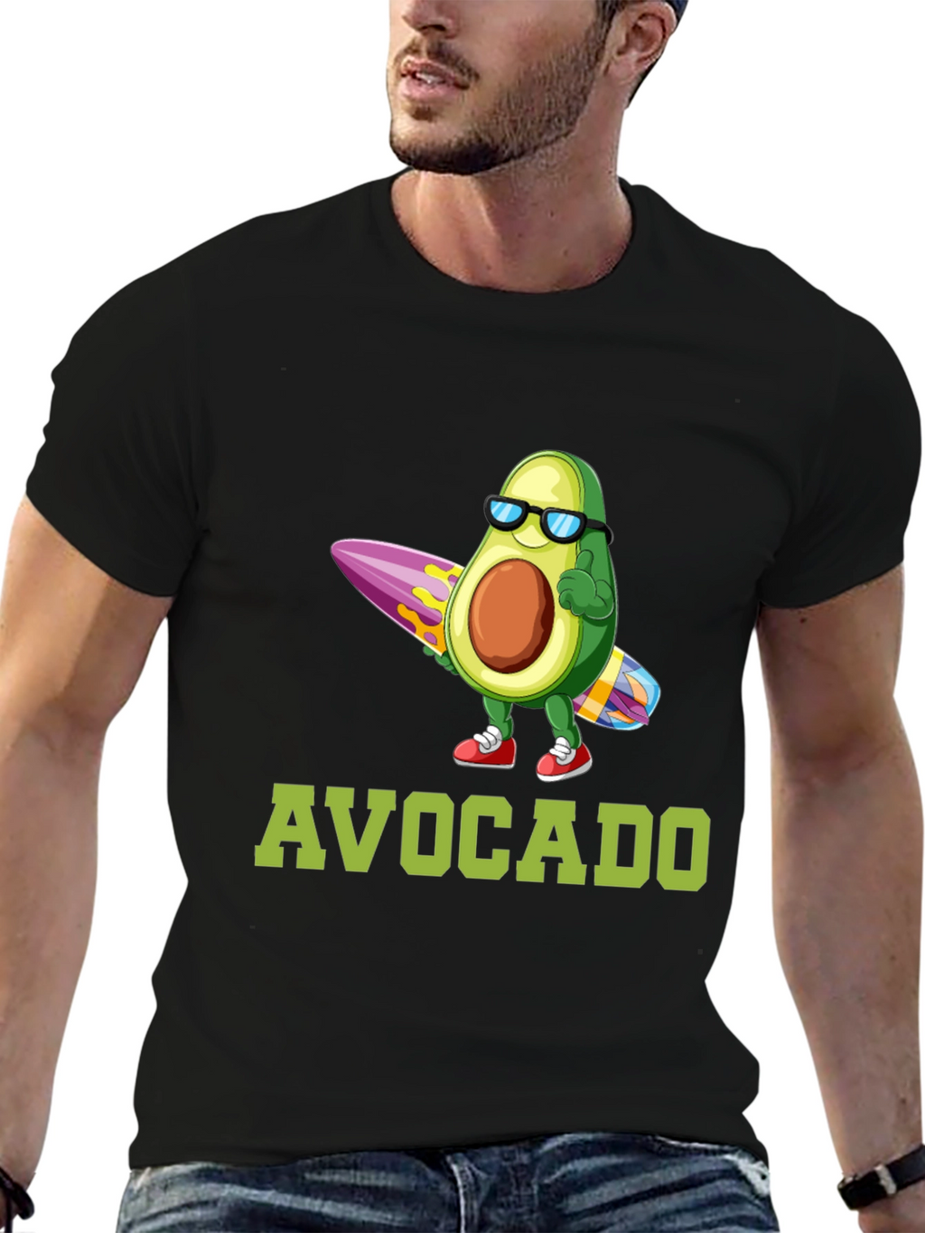Surfing Avocado Graphic T-Shirt