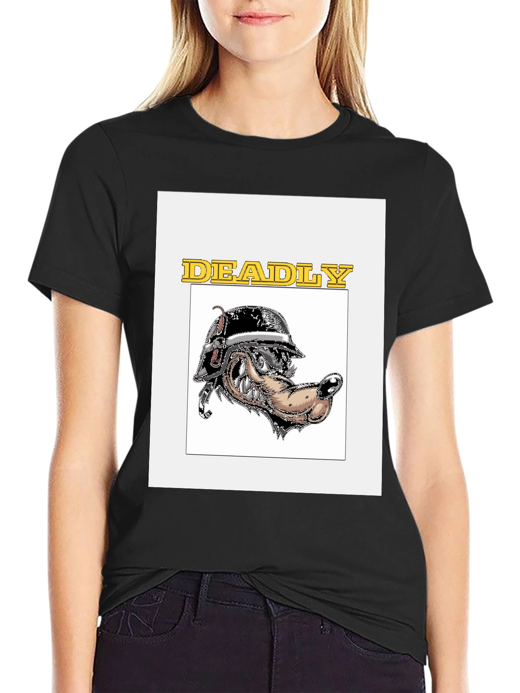 Deadly Wolf Graphic Tee - Black Cotton T-Shirt