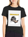 Deadly Wolf Graphic Tee - Black Cotton T-Shirt