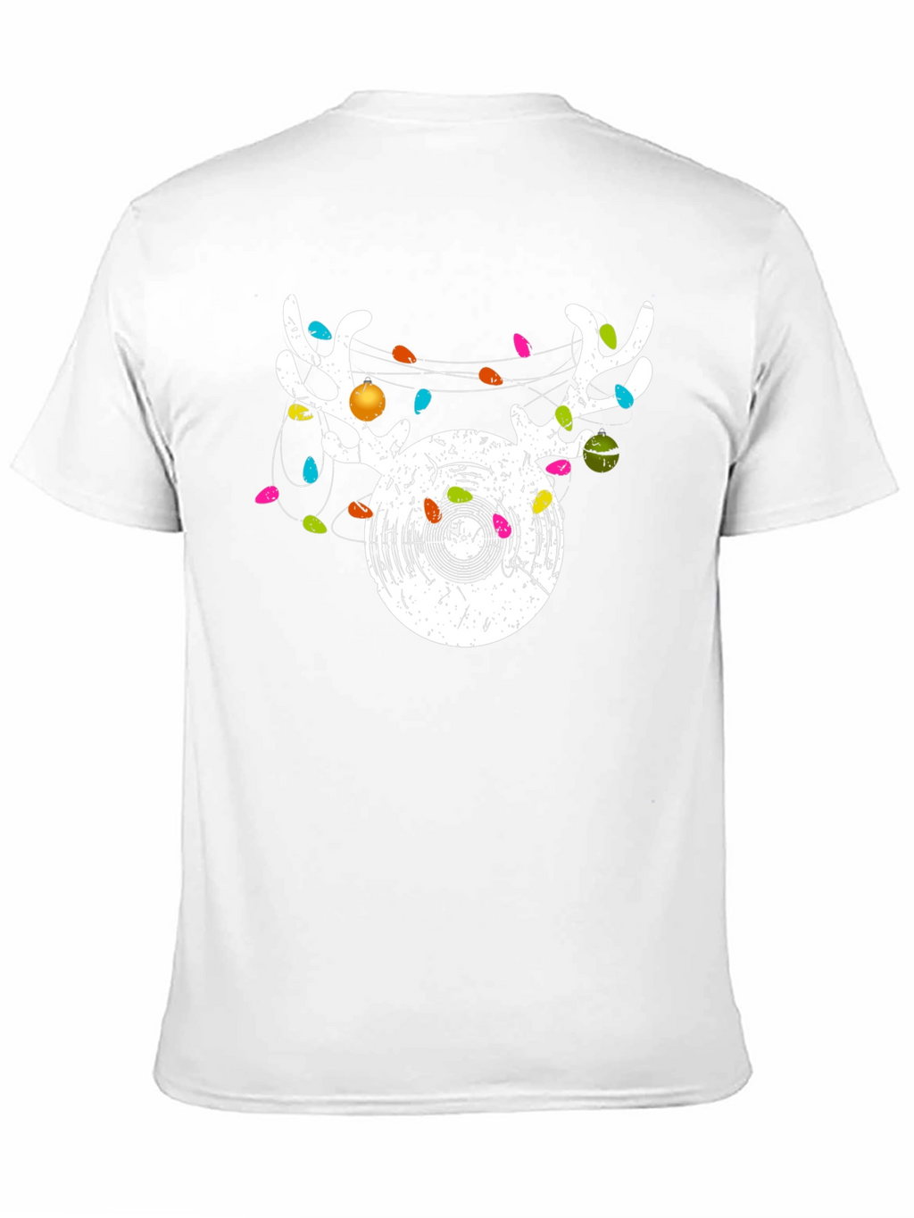 Reindeer Vinyl Record Christmas Graphic T-Shirt