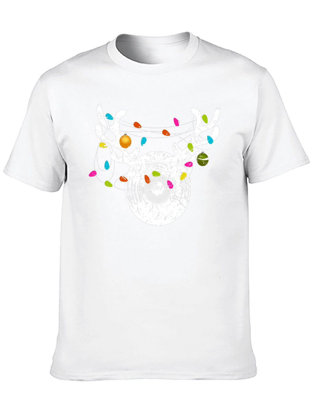 Reindeer Vinyl Record Christmas Graphic T-Shirt