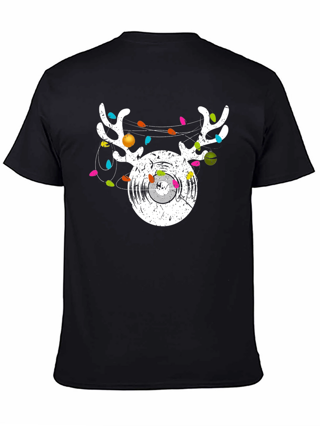Reindeer Vinyl Record Christmas Graphic T-Shirt