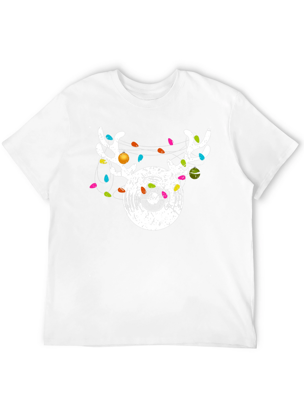 Reindeer Vinyl Record Christmas Graphic T-Shirt